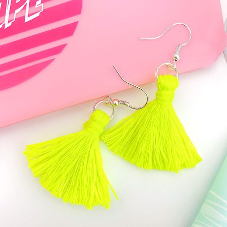 Tassel earring with make up brushes