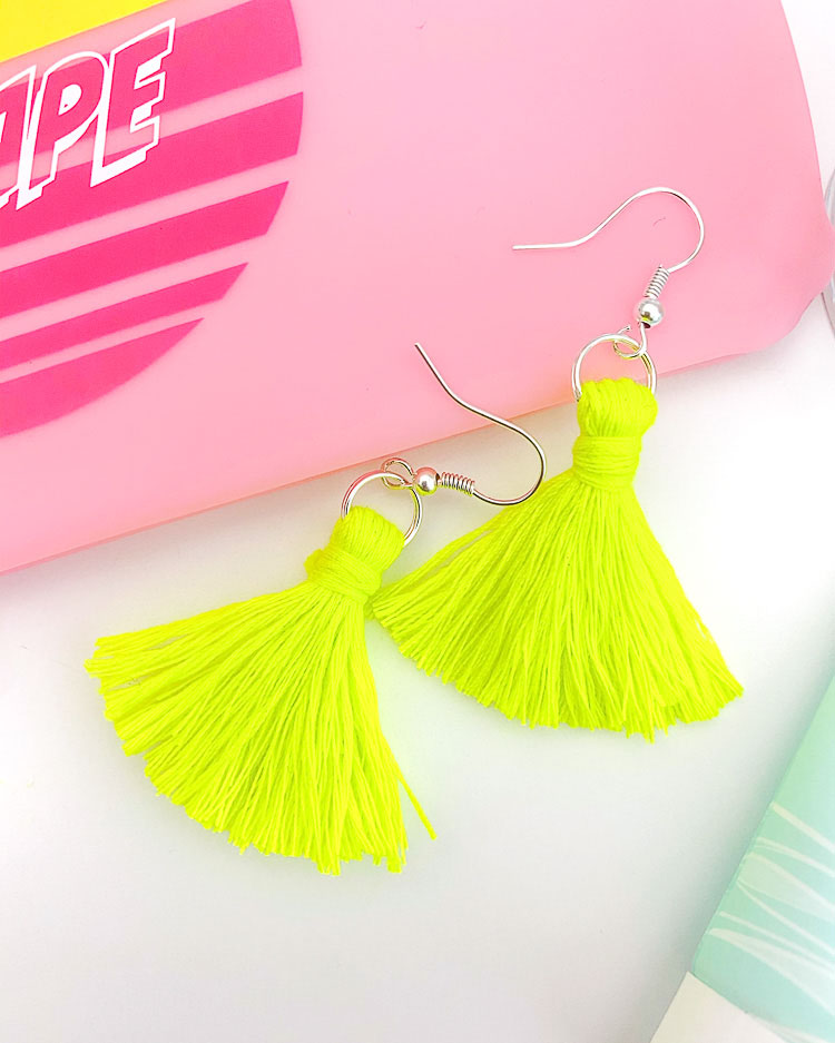 Tassel earring with make up brushes