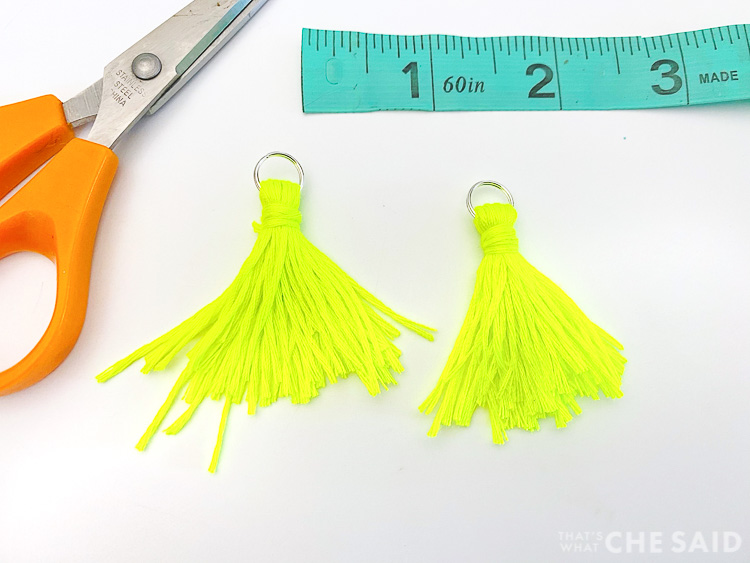 2 completed tassel earrings