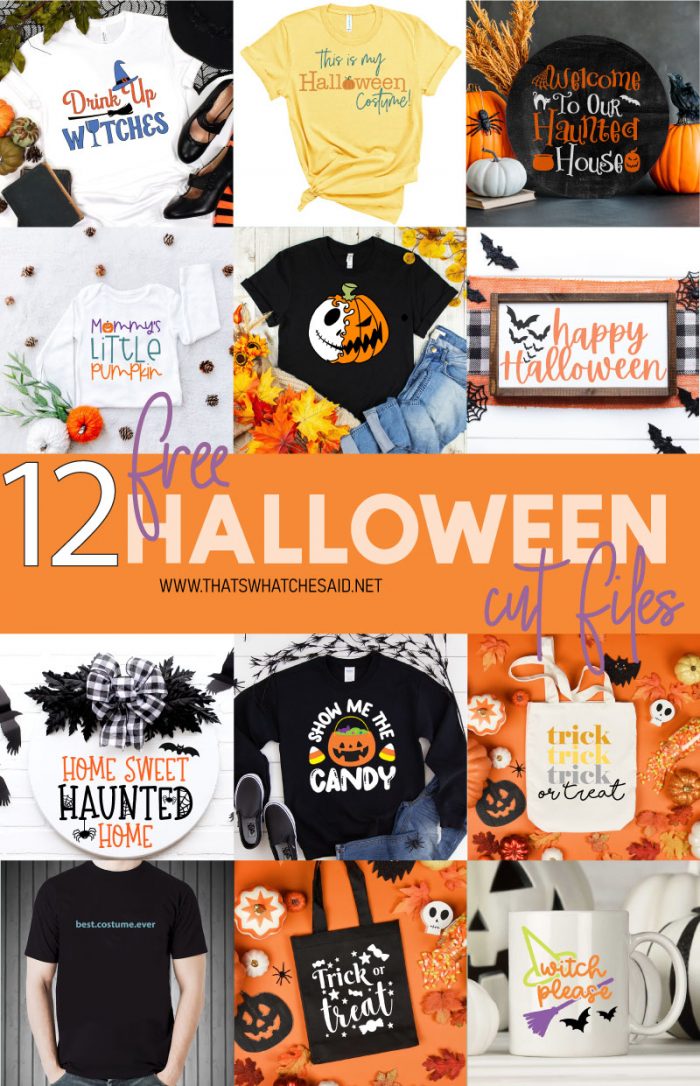 Collage of 12 Free Halloween SVG Projects