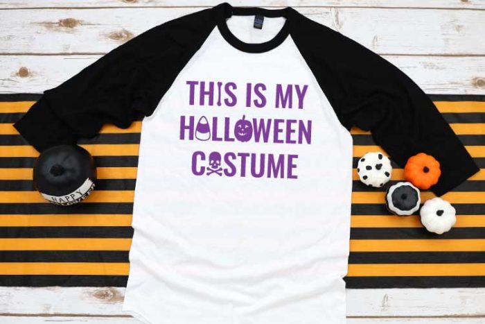 Black and white raglan t-shirt with Halloween design