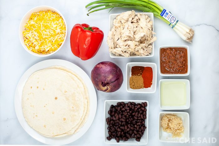 Ingredients for Sheet Pan Chicken Quesadillas