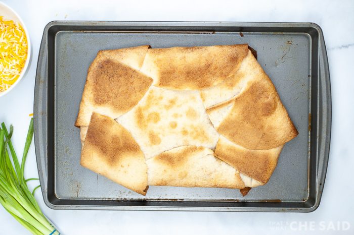 Cooked sheet pan quesadilla 