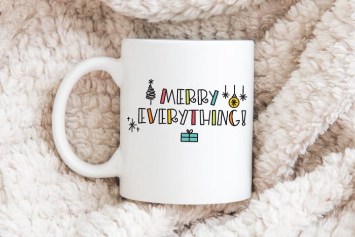 Merry Everything White Mug with Vinyl