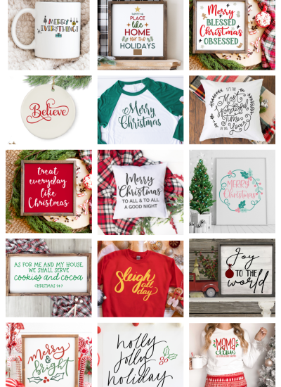 Collage of 15 Christmas Sayings Free SVG Files
