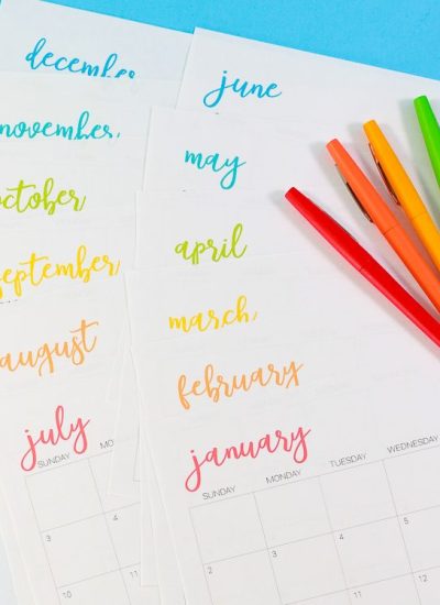 2022 Printable Monthly Calendar with Flair Pens