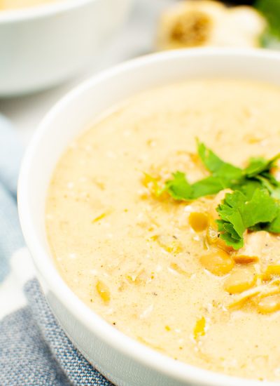 Instant Pot White Chicken Chili in Bowl Vertical