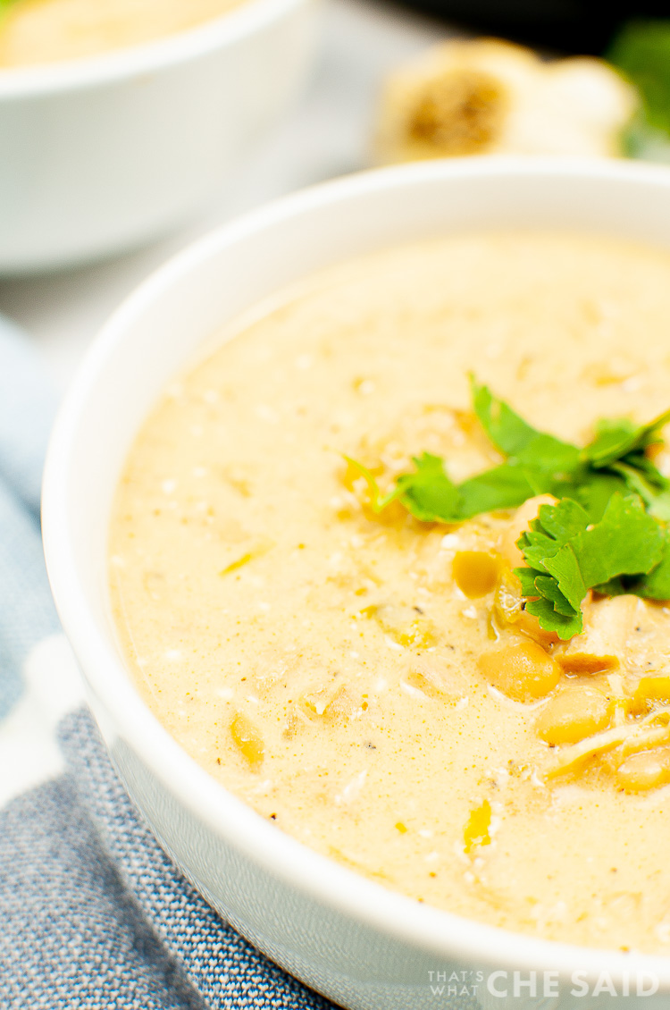 Instant Pot White Chicken Chili in Bowl Vertical