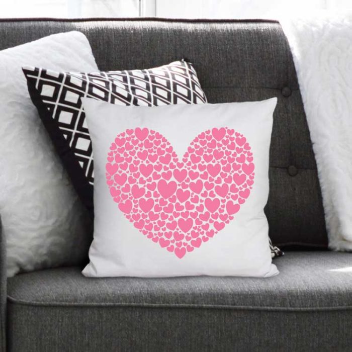 Heart svg free on white pillow