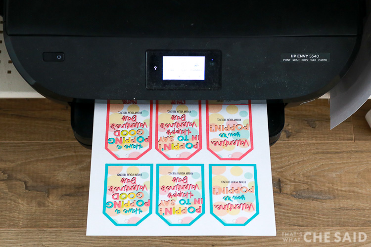 HP Printer printing out PopIt valentine printable