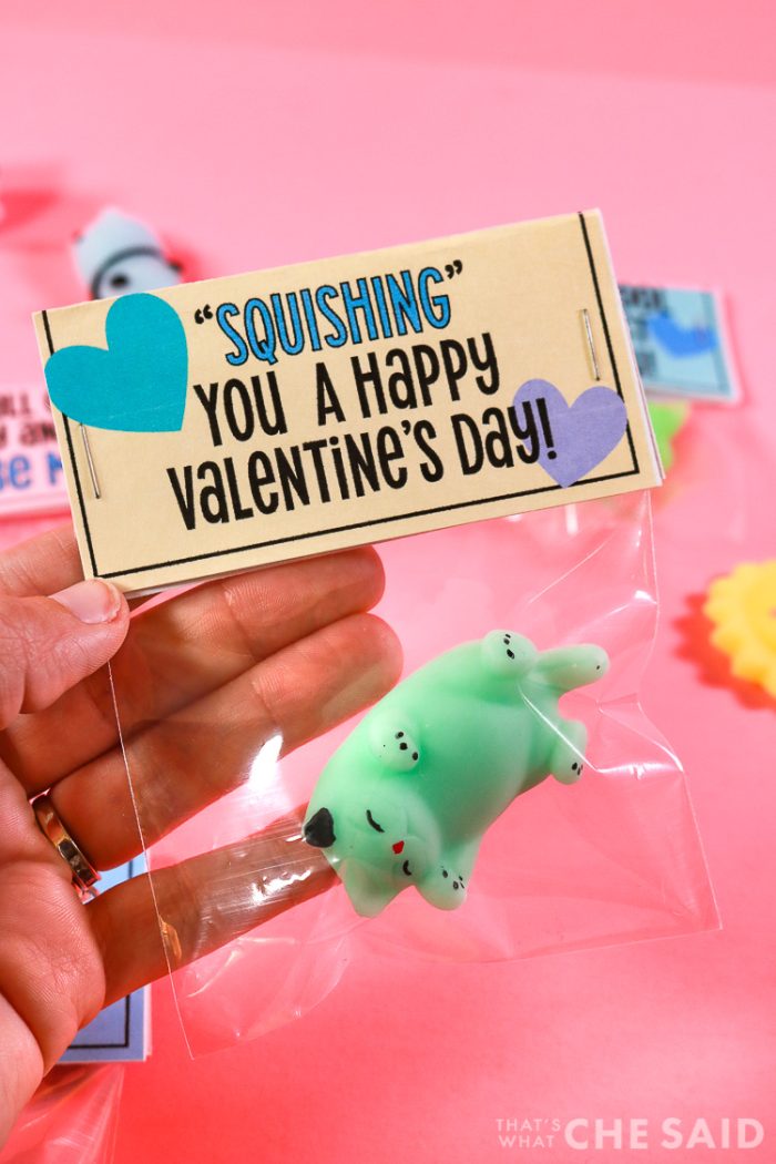 Holding completed Squishy Valentine