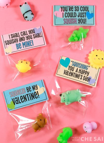 Squishy Valentines' Day Cards on pink background cropped for feature image