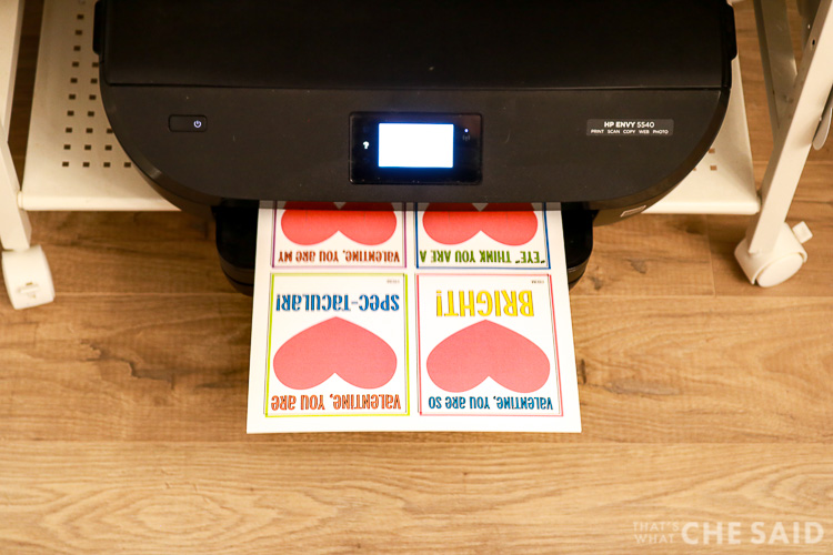 Printer printing Sunglass Valentine printable