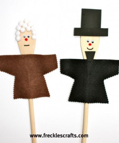Wooden Spoons turned into President puppets