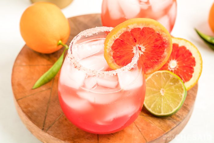 Close up of Blood Orange Margarita in horizontal orientation