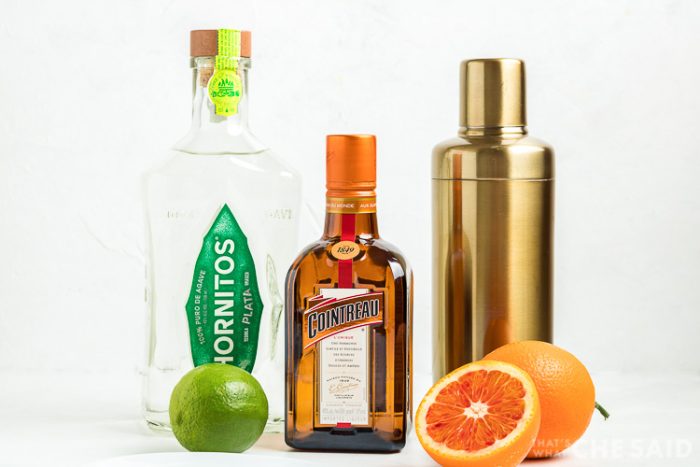 Blood Orange Margarita Ingredients - Tequila, Orange Liqeur, Blood Orange Juice, Lime, Salt