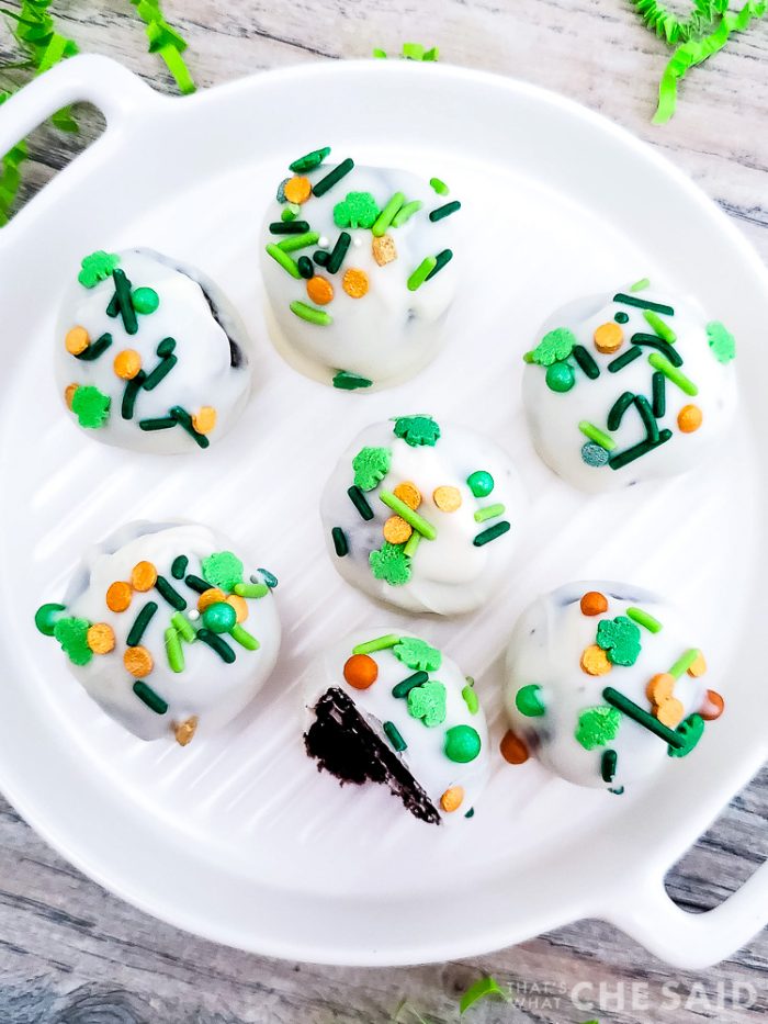 Oreo truffles on a platter