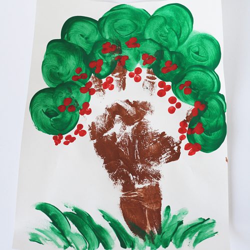 Cherry Tree Children's Craft maide with hand print and paint