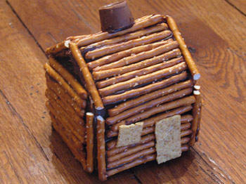 President's Day Crafts - Abe Lincoln's Log Cabin made from pretzles