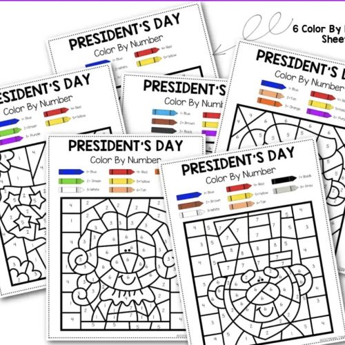 President's Day Color By Number Worksheets