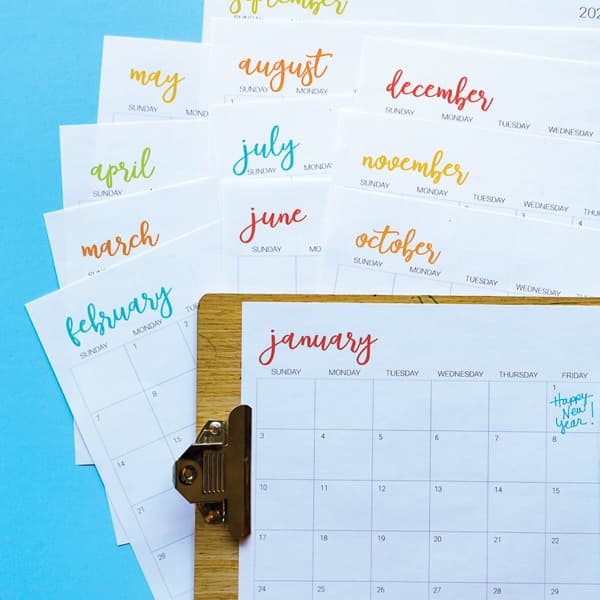 Printable calendar.