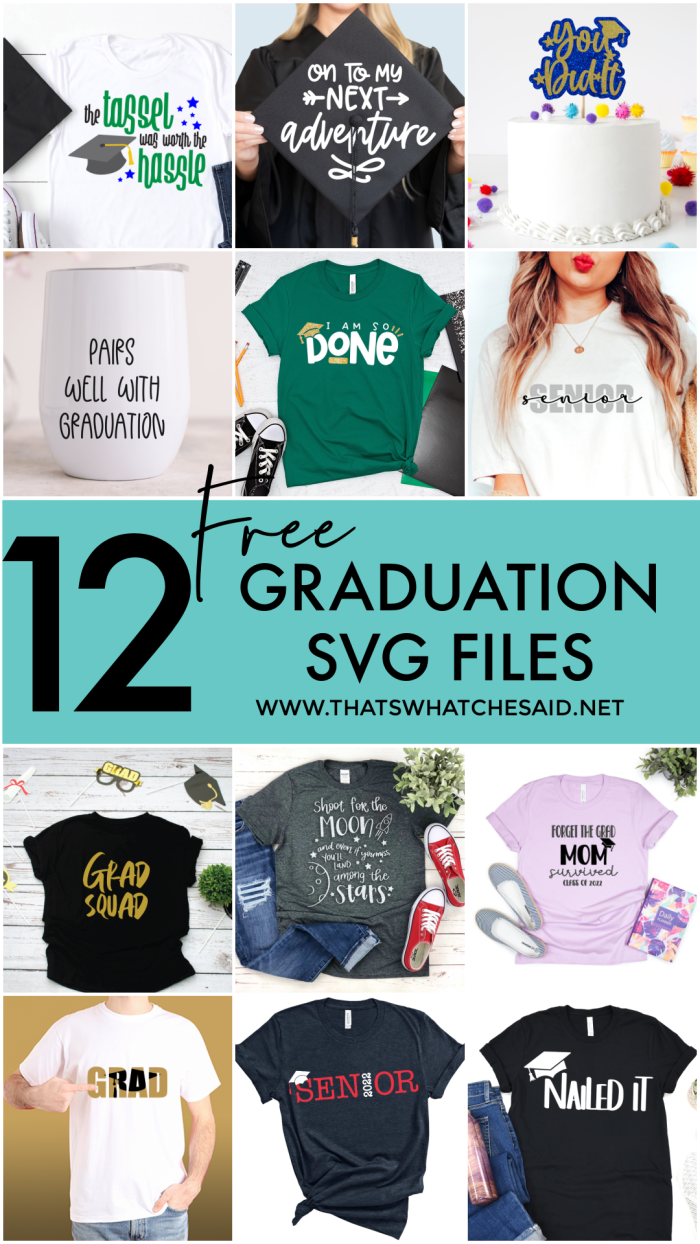 Collage of 12 Free Graduation SVG Files