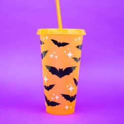 Orange Halloween cup with Bats