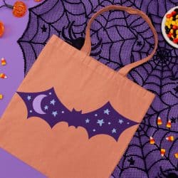 Orange Tote with Bat Design