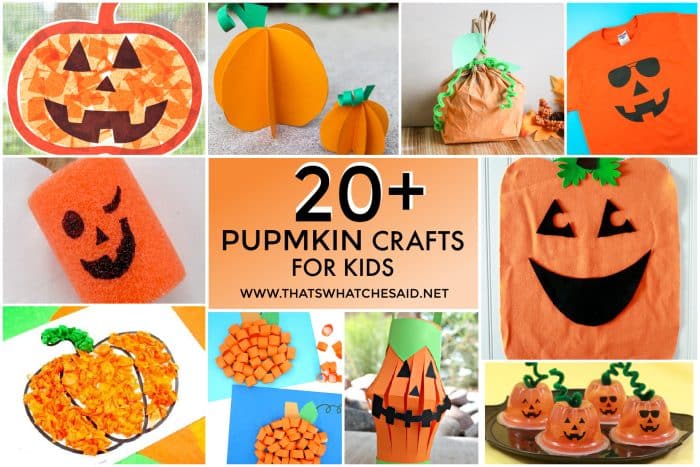 Collage of Pumpkin Crafts for Kids