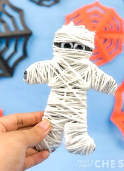 Hand holding Mummy craft