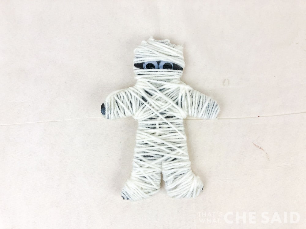 Yarn wrapped mummy craft