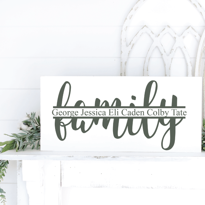 split family sign with names