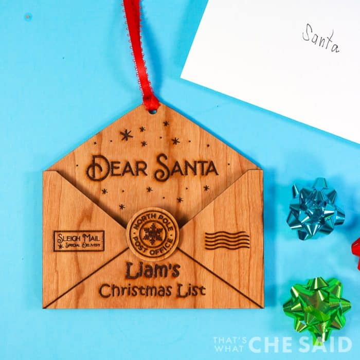 Dear Santa Ornament made from Cherry Wood on the xTool M1