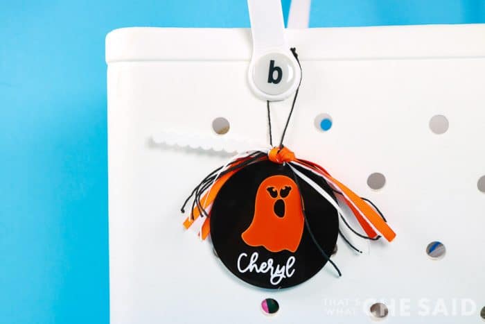bogg Bag tag with ghost and name