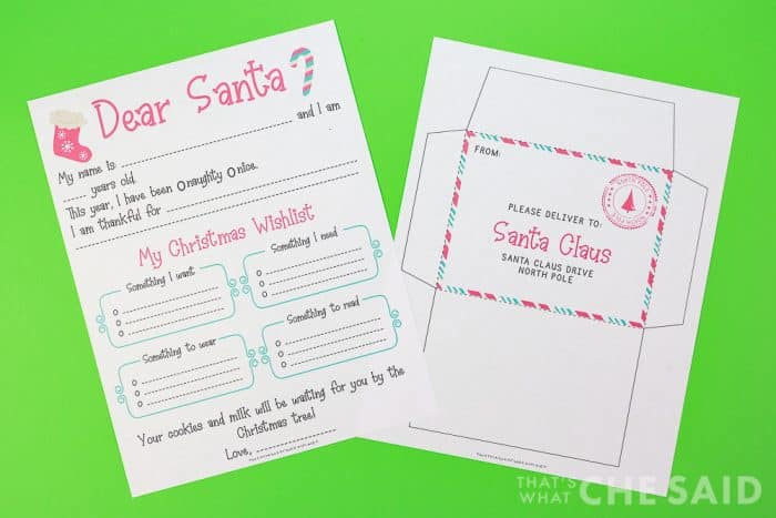 Printable Christmas Wishlist and Envelope