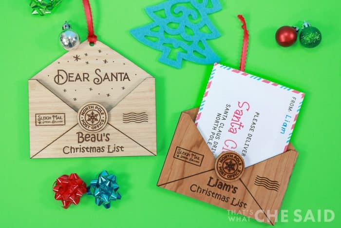 Laser engraved and cut Wish List ornaments with free printable