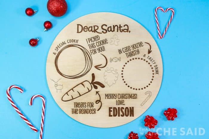 Cookies for Santa tray engraved on blue background