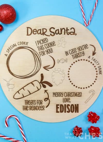 Cookies for Santa tray engraved on blue background - square