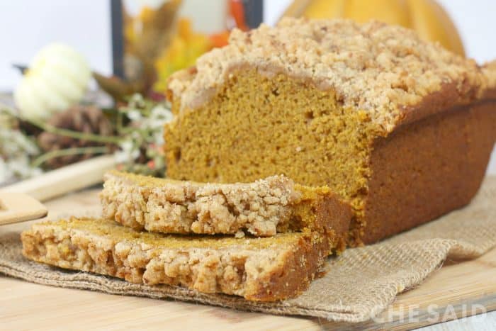 Close up of Sliced pumpkin crumble bread