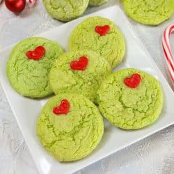 Grinch cookies on a plate square template