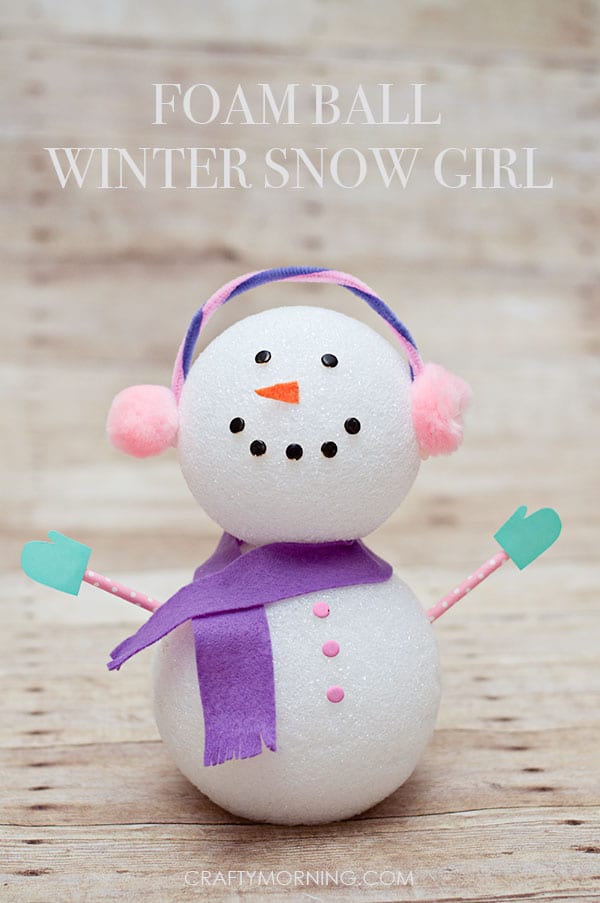 Styrofoam ball snowman craft for kids