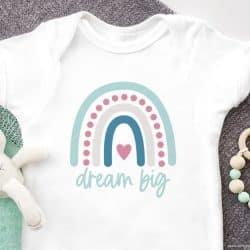 Dream Big rainbow on baby bodysuit