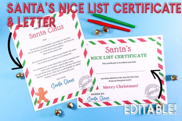 Santa's Nice list Printable Facebook Post