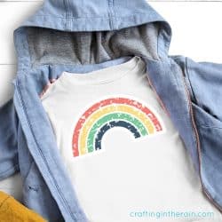 Grunge Rainbow on white shirt with demin jacket