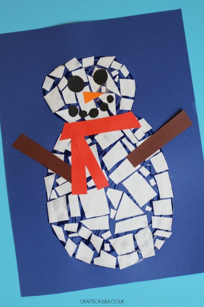 Mosaic Snowman Craft for kids