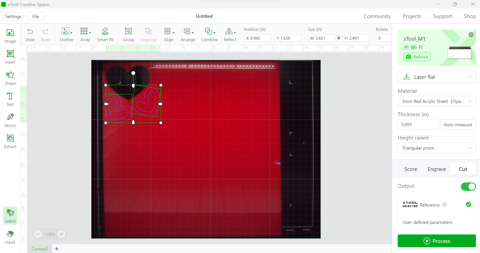 Placing SVG on acrylic sheet on XCS