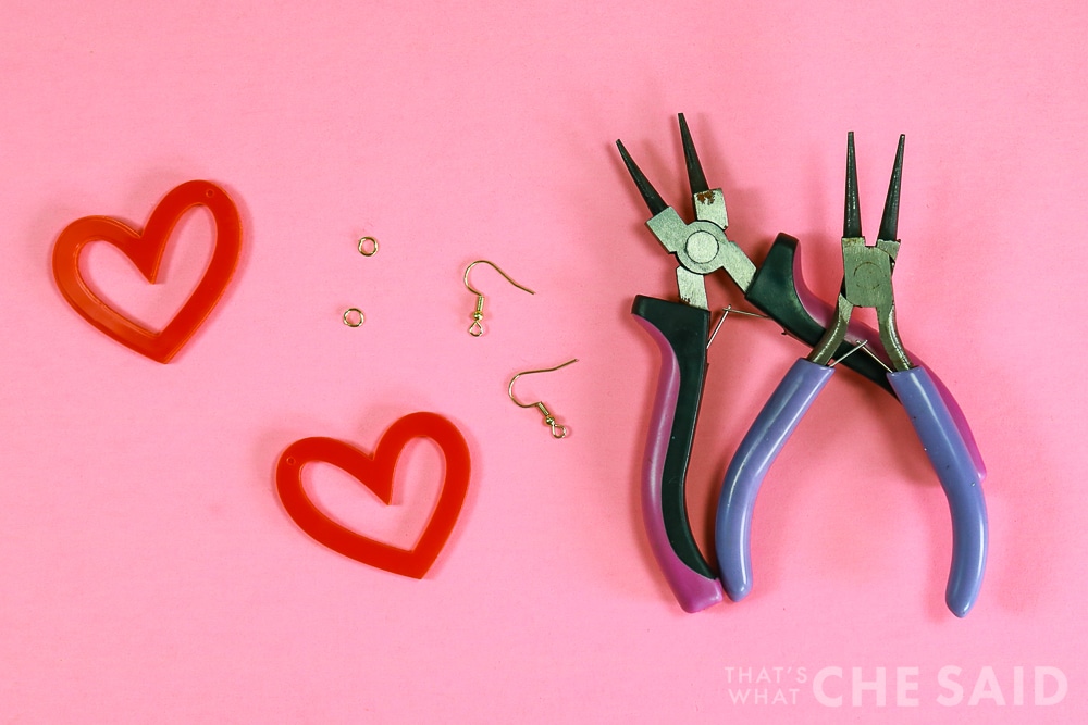 Red dangle heart earring pieces