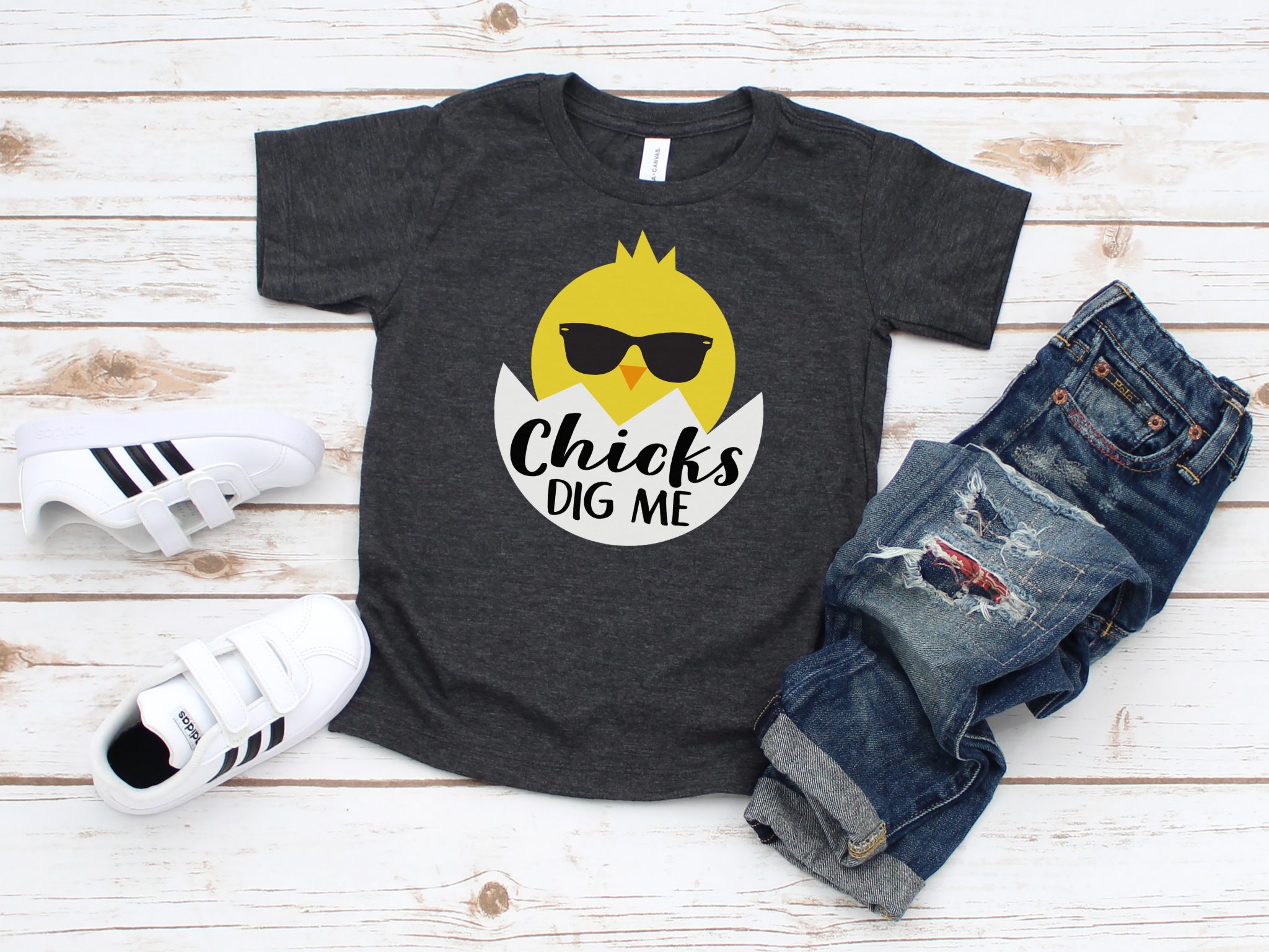 Black shirt with Chicks Dig me SVG Design