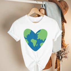 Heart SVG on white t-shirt that looks like the earth