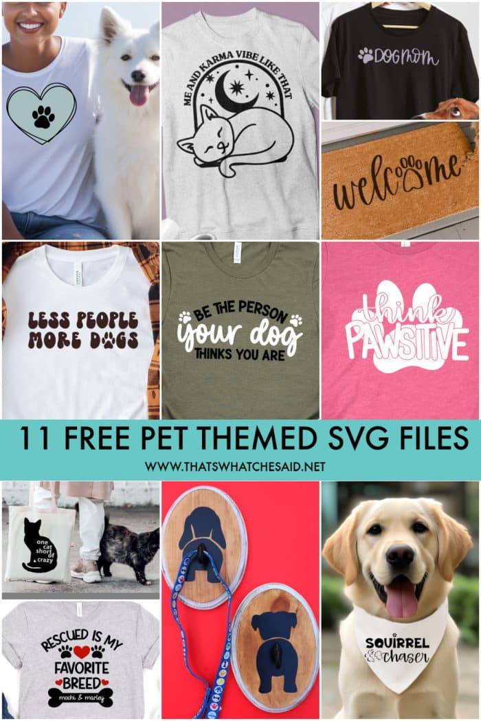 Vertical Collage of 11 Free Pet Animal Themed SVG Files